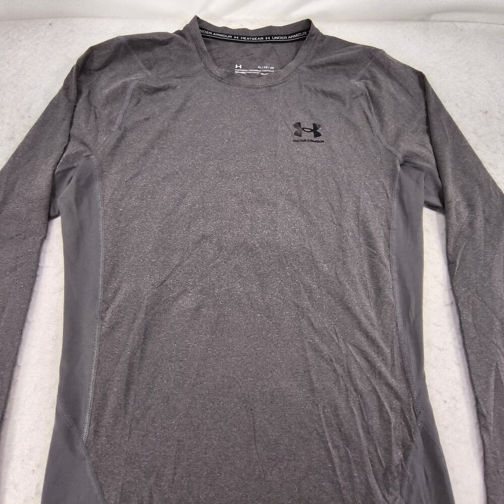 Under Armour Compression Crew Neck Long Sleeve T Shirt Mens Size XL Gray